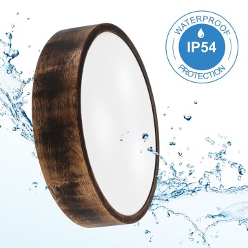 Badrumsplafond OAK SMOKY 3xE27/15W/230V IP54 – 37,5 cm ek/brun