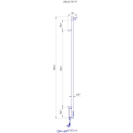 Badrumsradiator RAY 25W/230V 110x30 cm IP44 rostfritt stål/svart