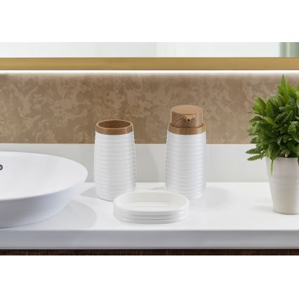 Badrumsset CAROL 5 delar vit/brun