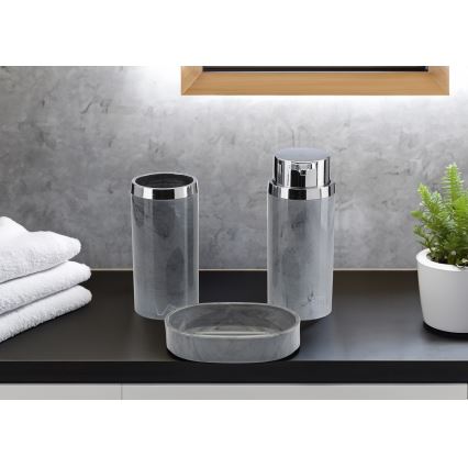 Badrumsset GRIS 5 delar grå/skinande krom