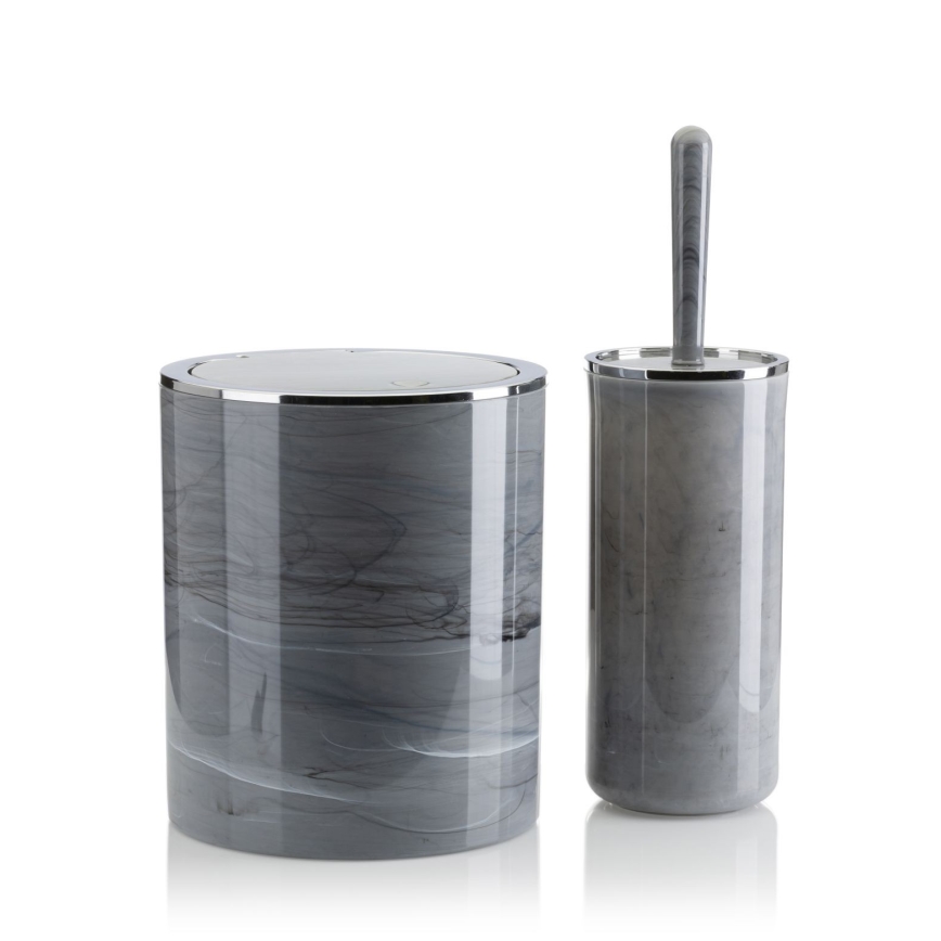 Badrumsset GRIS 5 delar grå/skinande krom