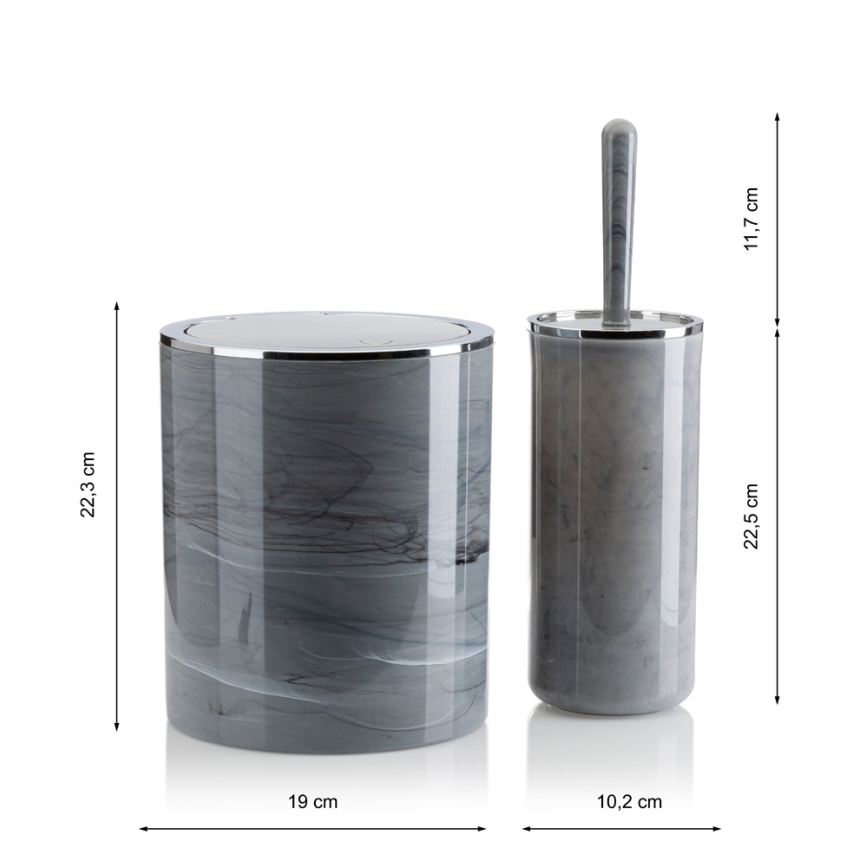 Badrumsset GRIS 5 delar grå/skinande krom