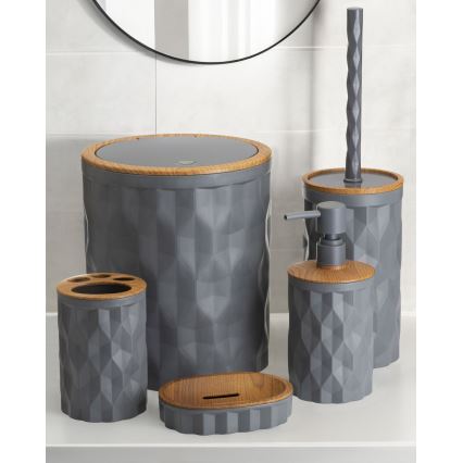 Badrumsset REINA 5 delar antracit/brun