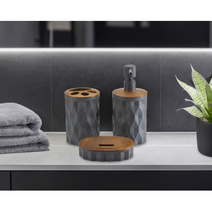 Badrumsset REINA 5 delar antracit/brun