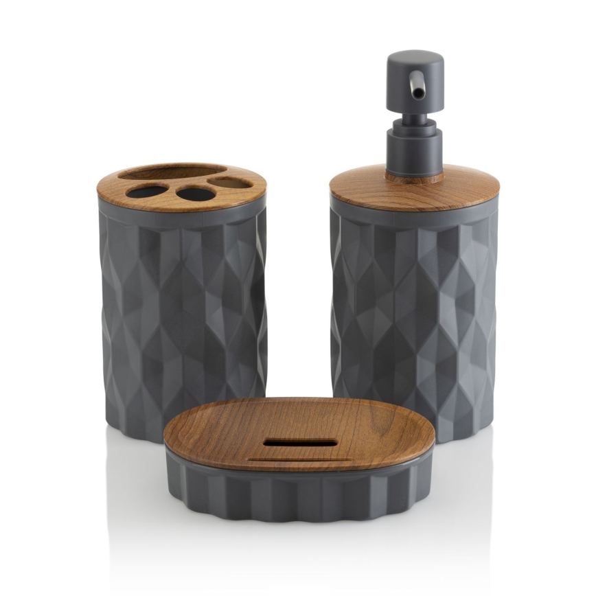 Badrumsset REINA 5 delar antracit/brun