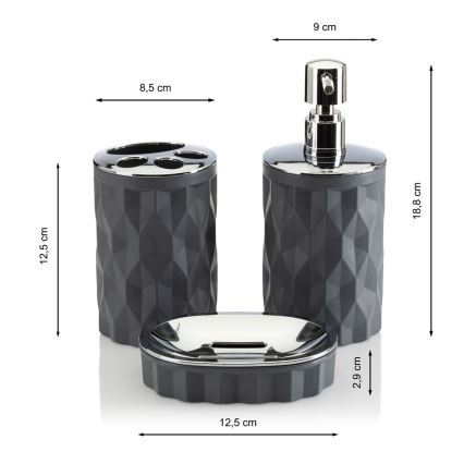 Badrumsset REINA 5 delar antracit/skinande krom