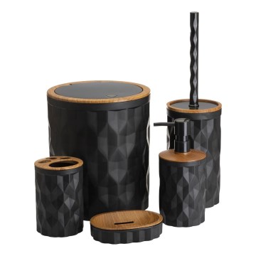 Badrumsset REINA 5 delar svart/brun