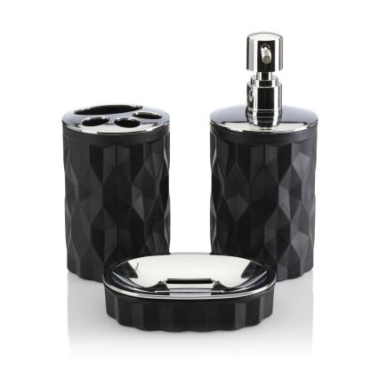 Badrumsset REINA 5 delar svart/skinande krom