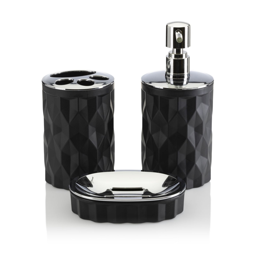 Badrumsset REINA 5 delar svart/skinande krom