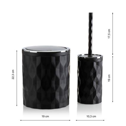 Badrumsset REINA 5 delar svart/skinande krom