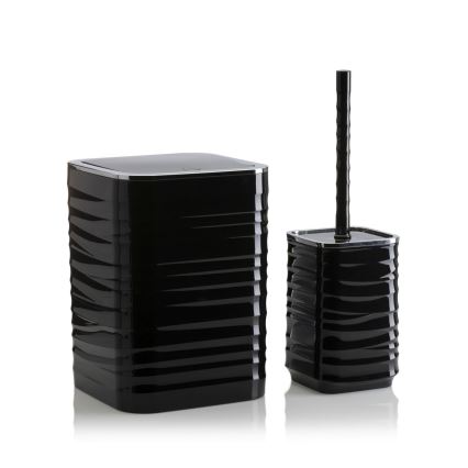 Badrumsset WAVE 5 delar svart/skinande krom