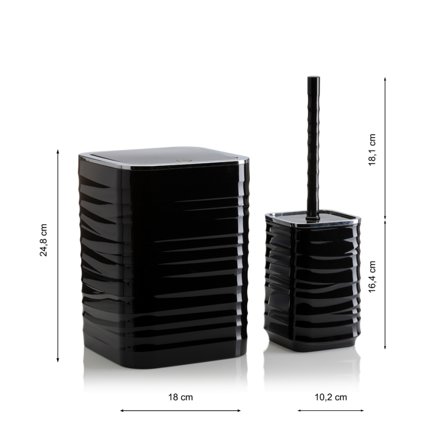 Badrumsset WAVE 5 delar svart/skinande krom