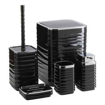 Badrumsset WAVE 5 delar svart/skinande krom