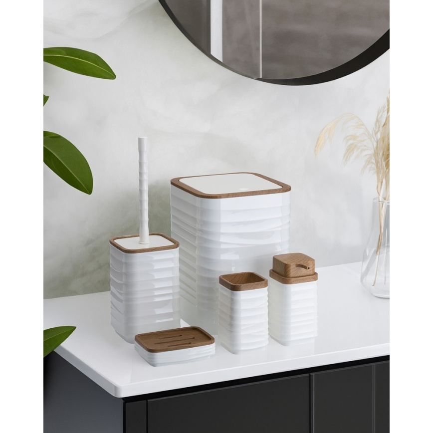 Badrumsset WAVE 5 delar vit/brun