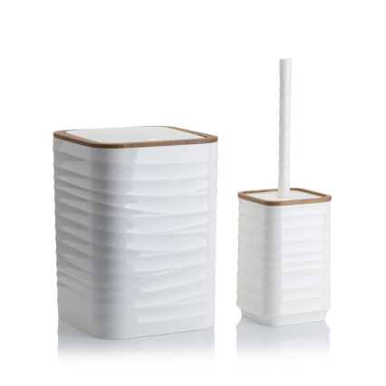 Badrumsset WAVE 5 delar vit/brun