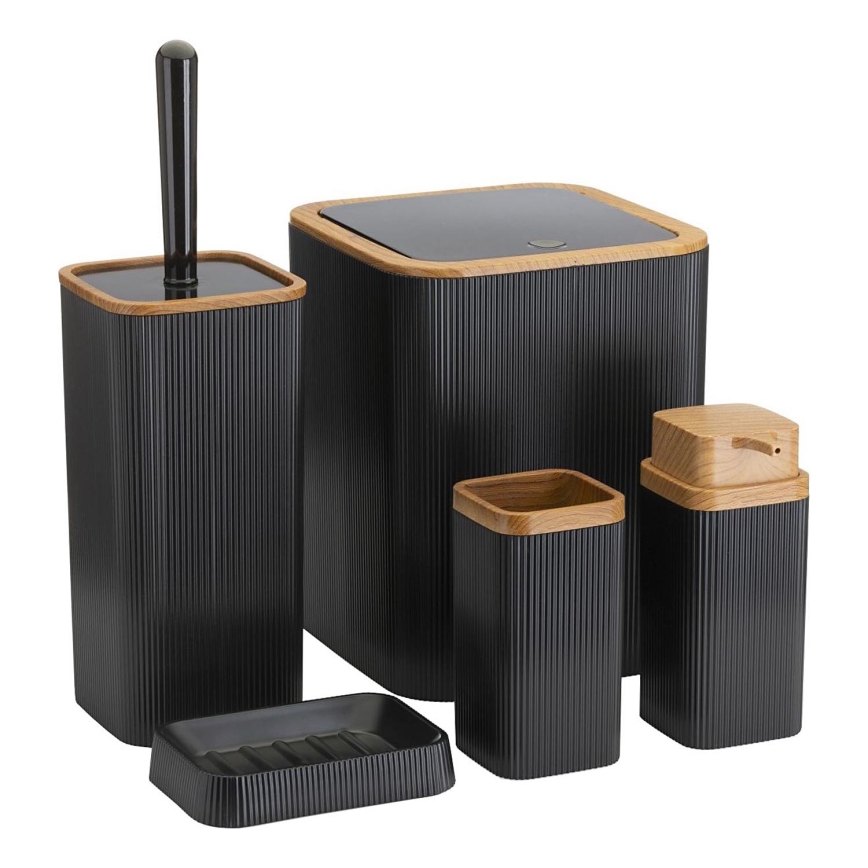 Badrumsset ZOYA 5 delar svart/brun