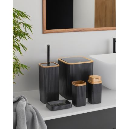 Badrumsset ZOYA 5 delar svart/brun