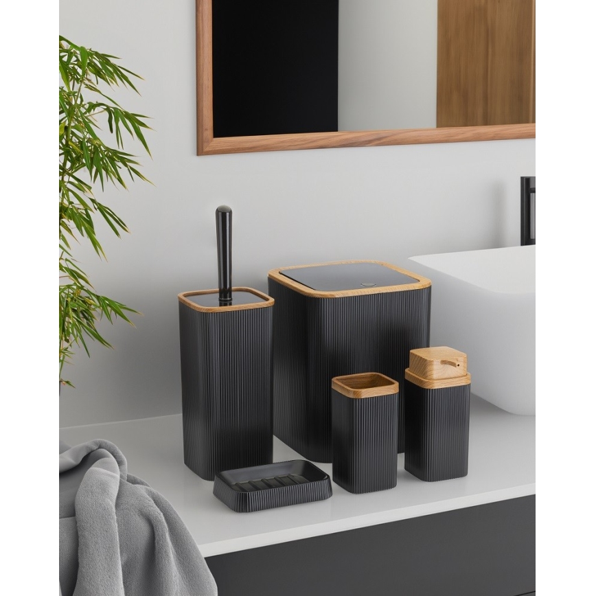 Badrumsset ZOYA 5 delar svart/brun