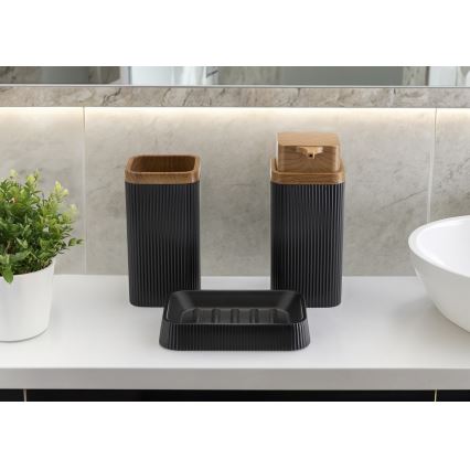 Badrumsset ZOYA 5 delar svart/brun