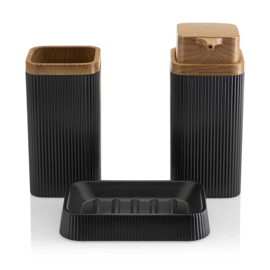 Badrumsset ZOYA 5 delar svart/brun