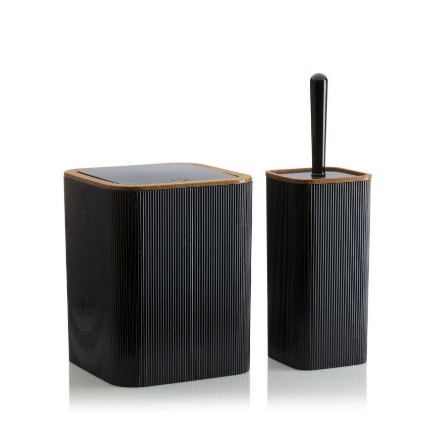 Badrumsset ZOYA 5 delar svart/brun