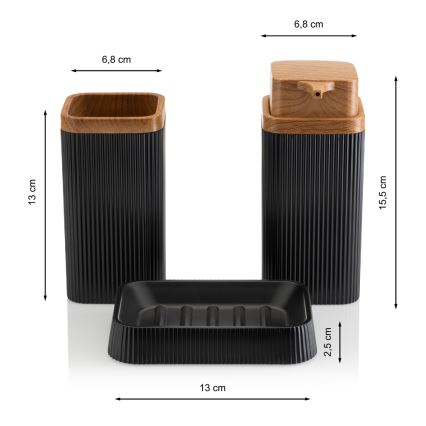 Badrumsset ZOYA 5 delar svart/brun