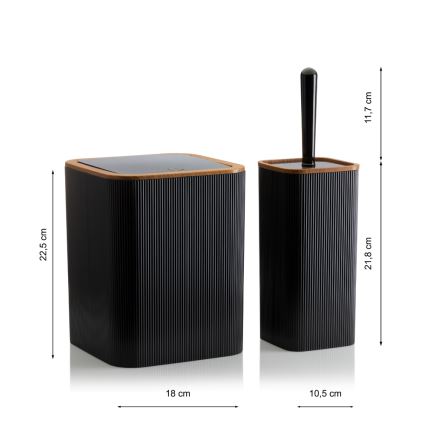 Badrumsset ZOYA 5 delar svart/brun