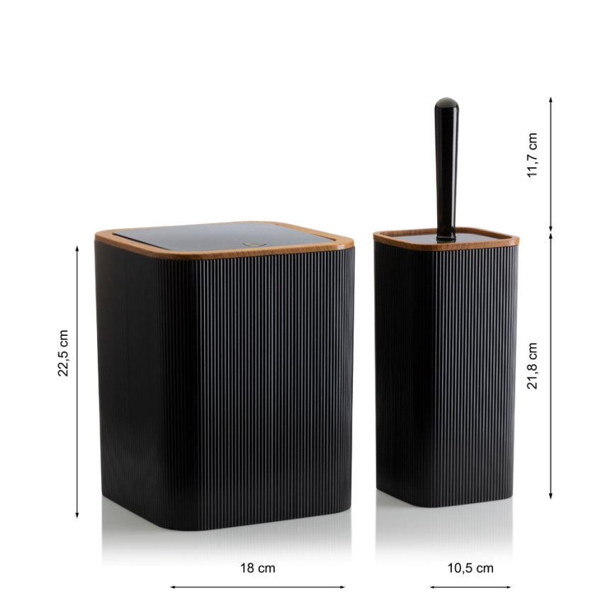 Badrumsset ZOYA 5 delar svart/brun