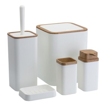 Badrumsset ZOYA 5 delar vit/brun