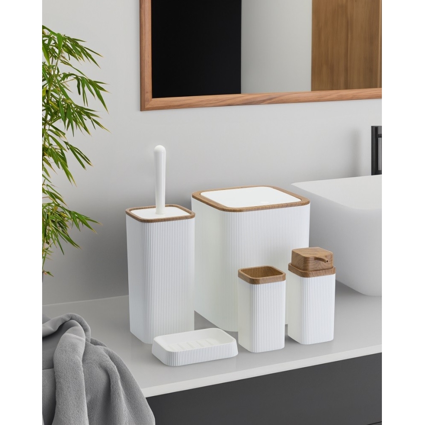 Badrumsset ZOYA 5 delar vit/brun