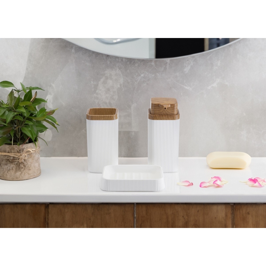 Badrumsset ZOYA 5 delar vit/brun