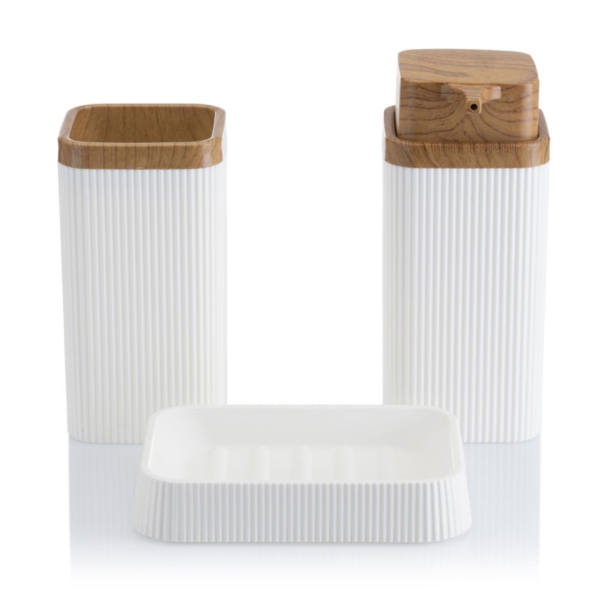 Badrumsset ZOYA 5 delar vit/brun