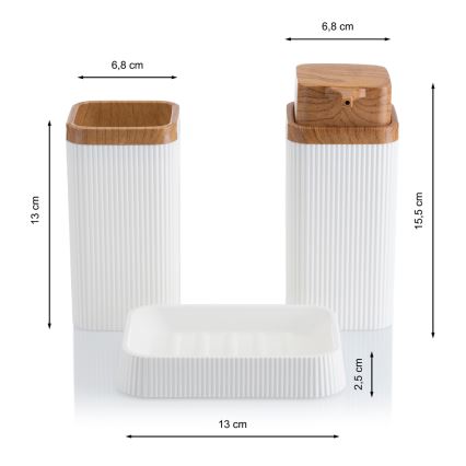 Badrumsset ZOYA 5 delar vit/brun