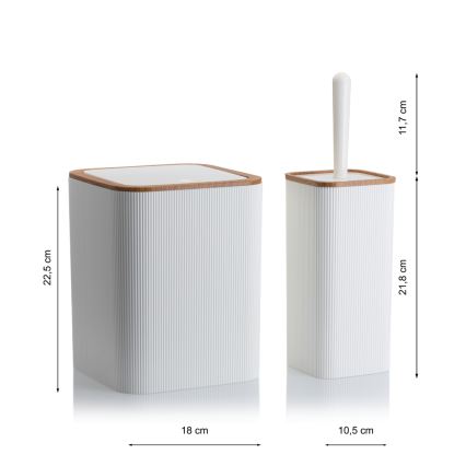 Badrumsset ZOYA 5 delar vit/brun