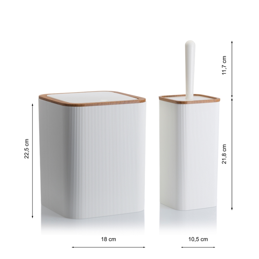 Badrumsset ZOYA 5 delar vit/brun