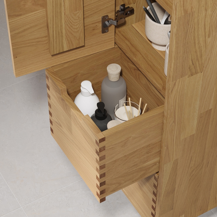 Badrumsskåp GRIBSKOV 175 cm beige/ek