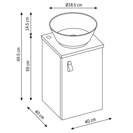 Badrumsskåp med handfat TAARNHOLM, vit