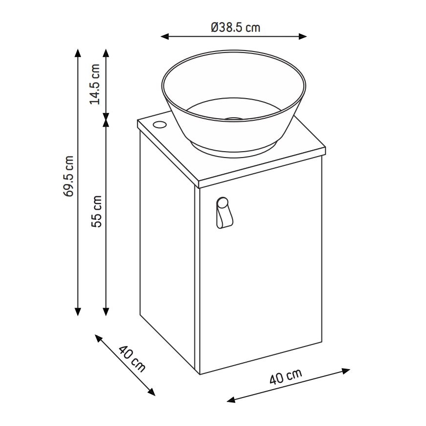 Badrumsskåp med handfat TAARNHOLM, vit
