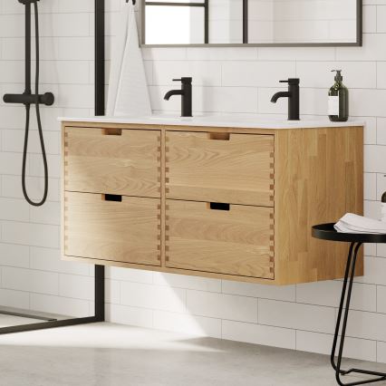 Badrumsskåp med tvättställ GRIBSKOV 120 cm beige/ek/vit