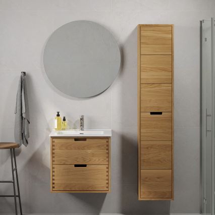 Badrumsskåp med tvättställ GRIBSKOV 60 cm beige/ek/vit