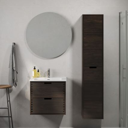 Badrumsskåp med tvättställ GRIBSKOV 60 cm brun/ek/vit
