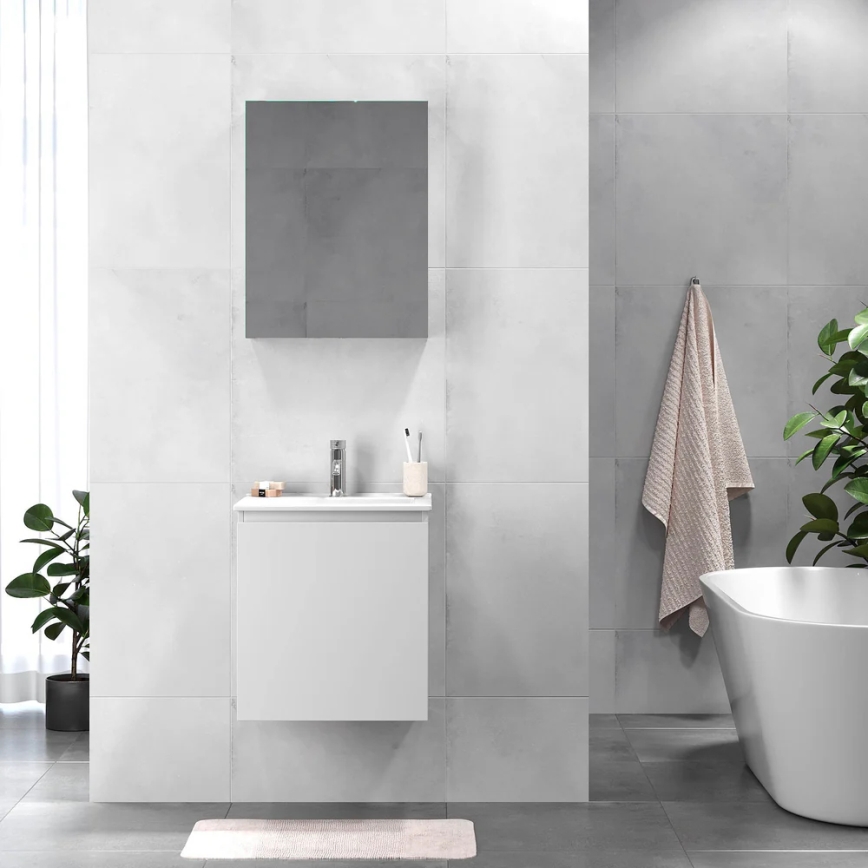 Badrumsskåp med tvättställ KENWOOD 51x55x41 cm vit