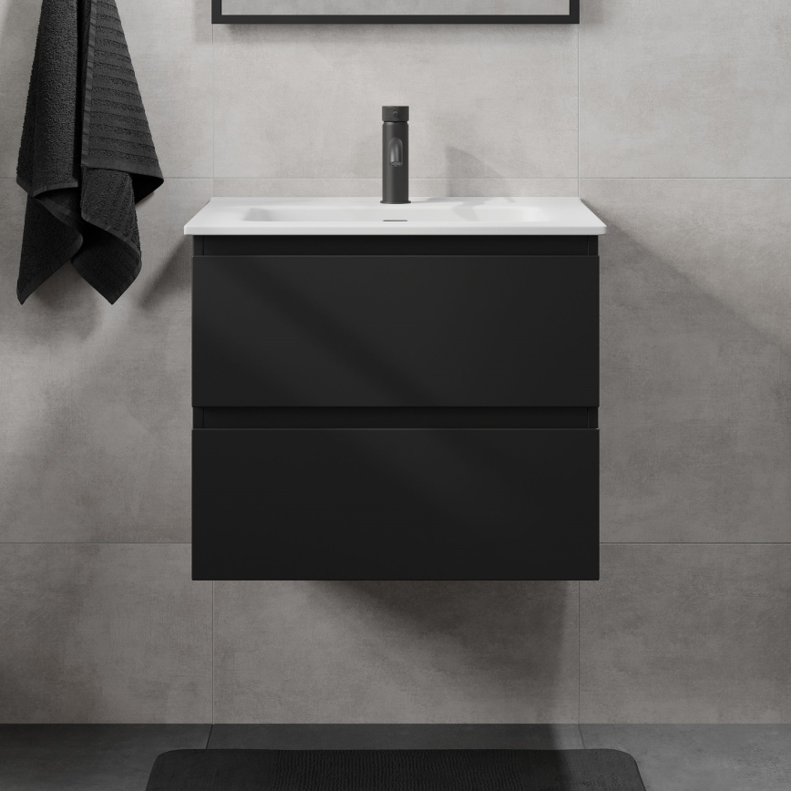 Badrumsskåp med tvättställ KENWOOD 61 x 52 x 47 cm svart/vitt
