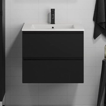 Badrumsskåp med tvättställ KENWOOD 61x52x47 cm svart