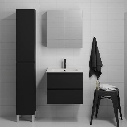 Badrumsskåp med tvättställ KENWOOD 61x52x47 cm svart