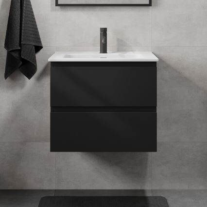 Badrumsskåp med tvättställ KENWOOD 61x52x47 cm svart/vit