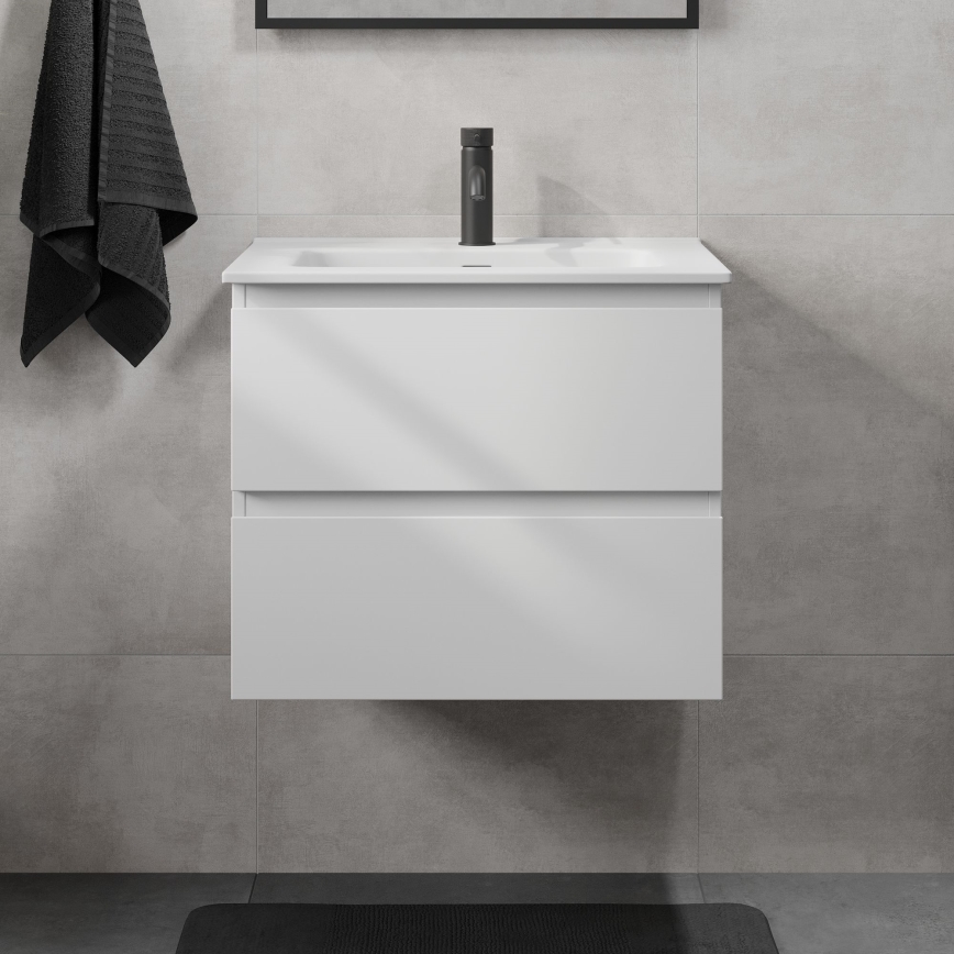 Badrumsskåp med tvättställ KENWOOD 61x52x47 cm vit