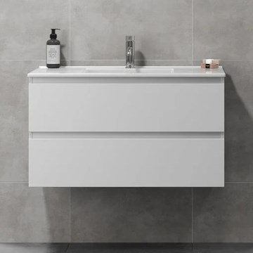 Badrumsskåp med tvättställ KENWOOD 91x50x47 cm vitt