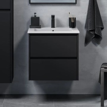 Badrumsskåp med tvättställ MOLDE 60x55x46 cm svart