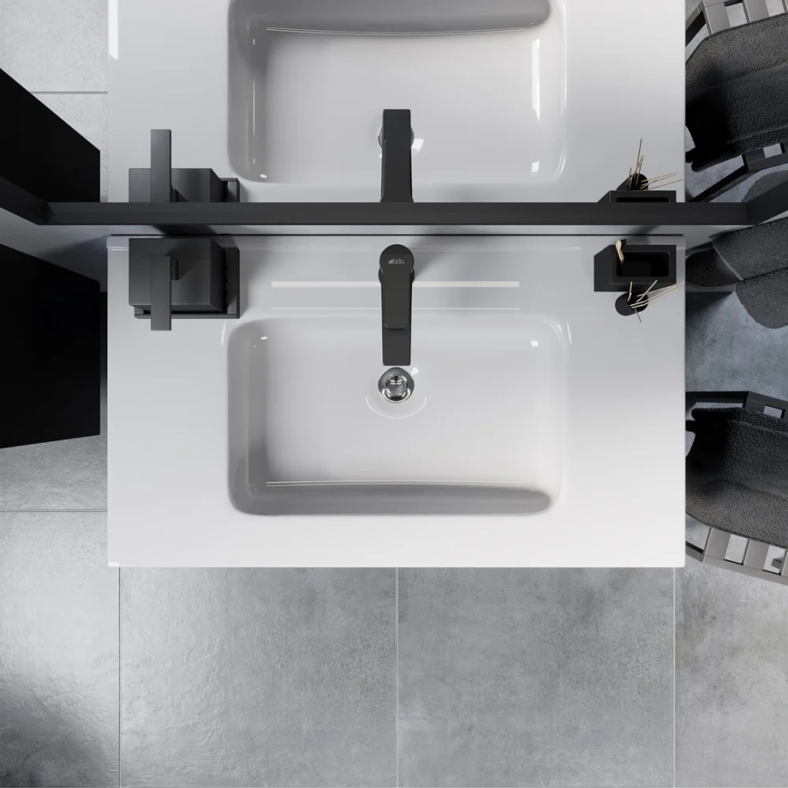 Badrumsskåp med tvättställ MOLDE 80 cm svart